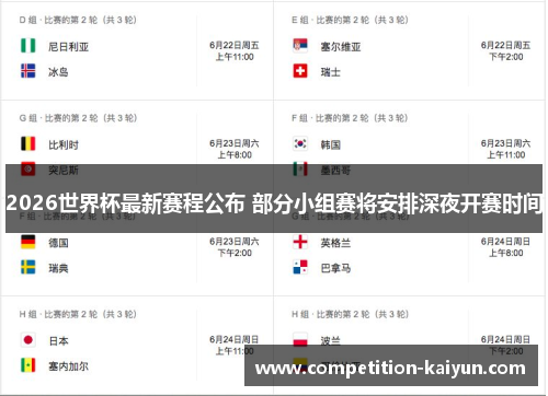 2026世界杯最新赛程公布 部分小组赛将安排深夜开赛时间 2026世界杯最新赛程公布 部分小组赛将安排深夜开赛时间