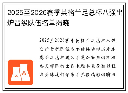 2025至2026赛季英格兰足总杯八强出炉晋级队伍名单揭晓